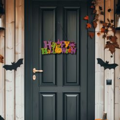 Halloween-i dekoráció - "Happy Halloween" - akasztható - 42,5 x 18 cm