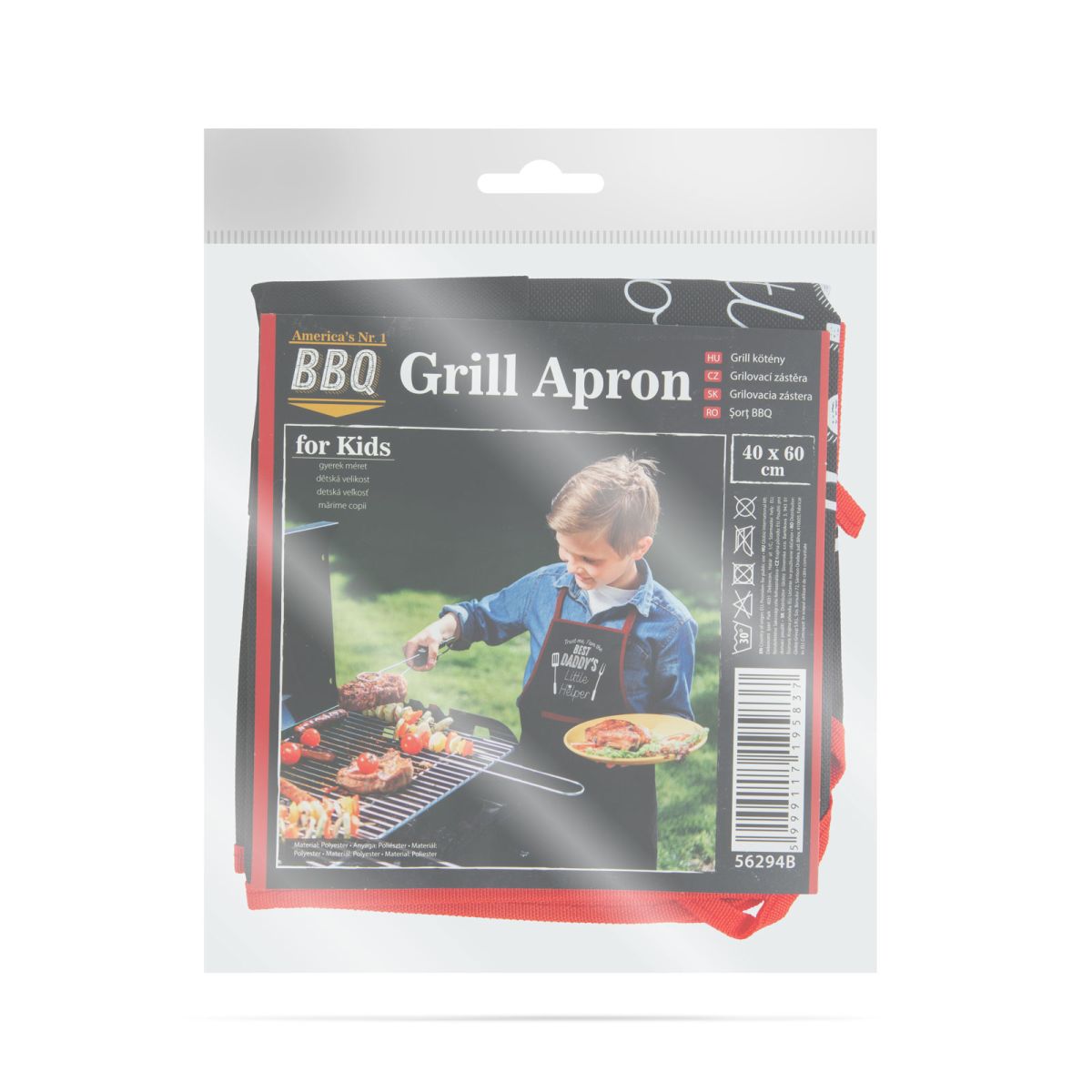 Grill kötény - gyerek méret - 44 x 60 cm - fekete - Image 2