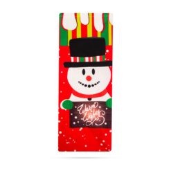 Karácsonyi italos üveg tartó szalaggal - hóember - poliészter - 32 x 12,5 cm - Image 2