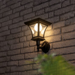 LED-es szolár lámpa - fali - 21 x 21 cm - 8 LED - fekete - melegfehér