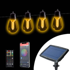 Smart Bluetooth szolár fényfüzér állítható színhőmérséklettel (25 db LED, 13,6 m, IP65)