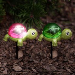 Leszúrható szolár teknősbéka figura fehér LED-del (10 x 6 x 15 cm)