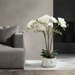 Műnövény dekoráció - orchidea - fehér - 58 cm