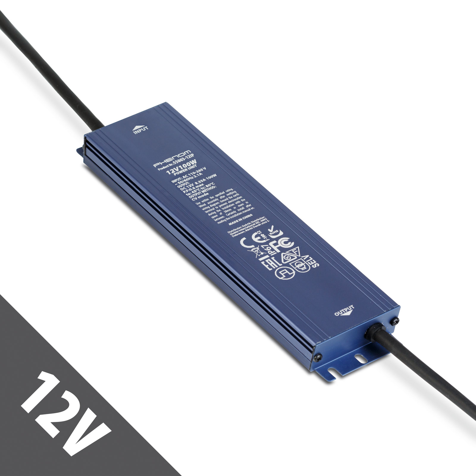 Hálózati stabilizált tápegység - 12V DC - 100W, 8,3A - IP67