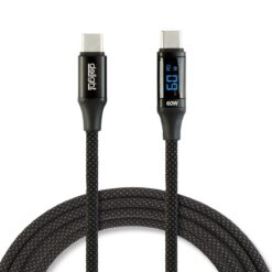 Adatkábel - Type-C / Type-C - teljesítmény kijelzéssel - fekete - 1 m - 3 A - 60W