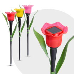 Alternative view of LED-es szolár tulipánlámpa - sárga / piros / rózsaszín - 31 cm - 24 db / kínáló