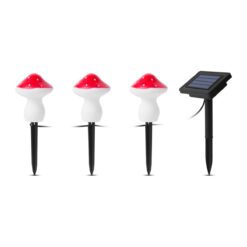 3 db-os szolár gomba szett melegfehér LED-del (piros kalapos, IP44) - Image 2