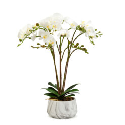 Alternative view of Műnövény dekoráció - orchidea - fehér - 58 cm