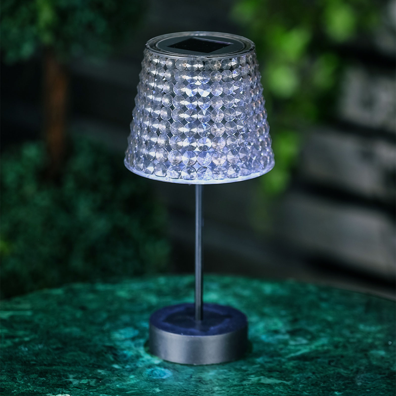 Hibás! Szolár asztali lámpa - füst - hidegfehér LED - műanyag - 26 x 12 cm - Image 2