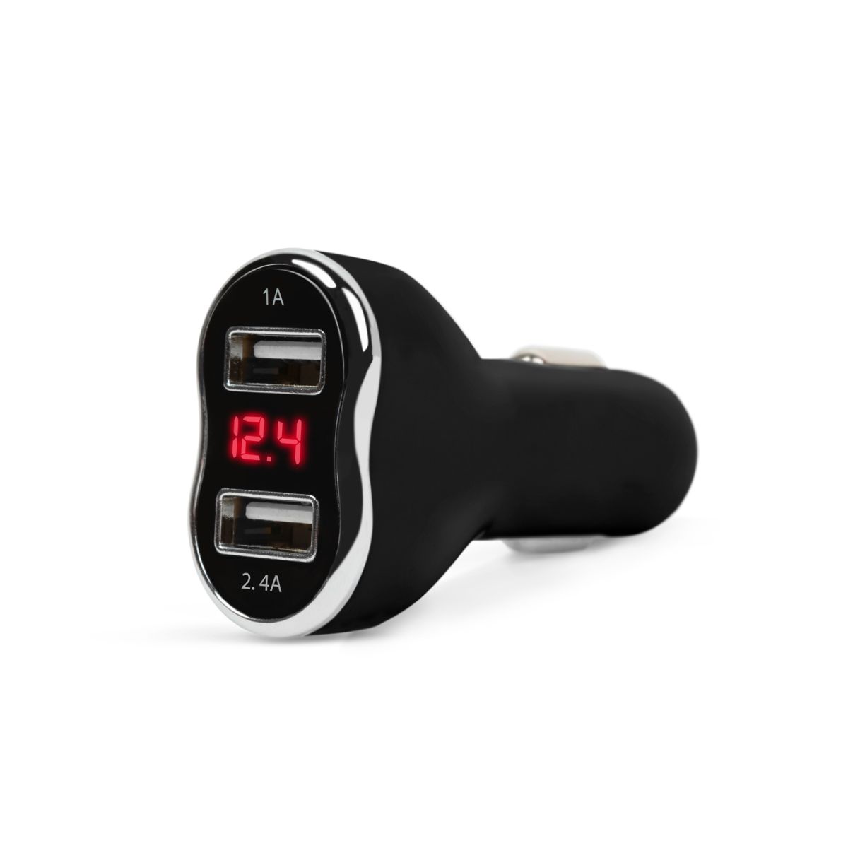 Autós szivargyújtó adapter - 2 x USB, feszültségmérővel és árammérővel - fekete - Image 2