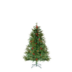 Műfenyő - 120 cm - PE / PVC - piros bogyóval - Image 2