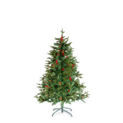 Műfenyő - 150 cm - PE / PVC - piros bogyóval - Image 2
