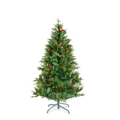 Műfenyő - 180 cm - PE / PVC - piros bogyóval - Image 2