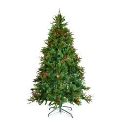 Műfenyő - 210 cm - PE / PVC - piros bogyóval - Image 2