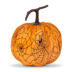 Alternative view of Halloween-i tök dekoráció - 16,5 cm - narancs, pókhálós - habszivacs