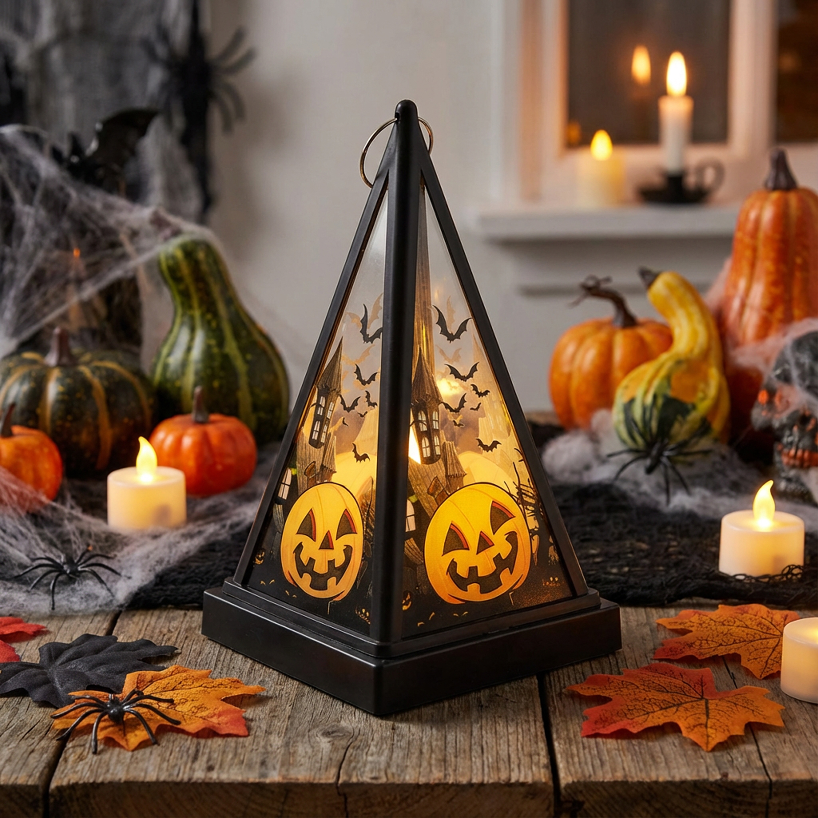 Halloween-i LED lámpás - tök - melegfehér - fekete - 9,5 x 9,5 x 17 cm - 2 x AAA - Image 2