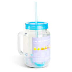 Szívószálas pohár - kék - 4 db hűthető jégkockával, 550ml, 17 x 7.5 x 13.5 cm - Image 2