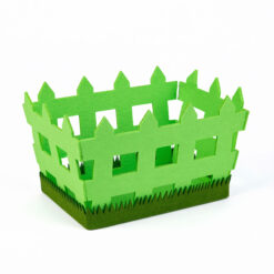 Húsvéti dekoráció - filc kosár - kerítés forma -  19,5 x 13,2 x 11,7 cm - Image 2