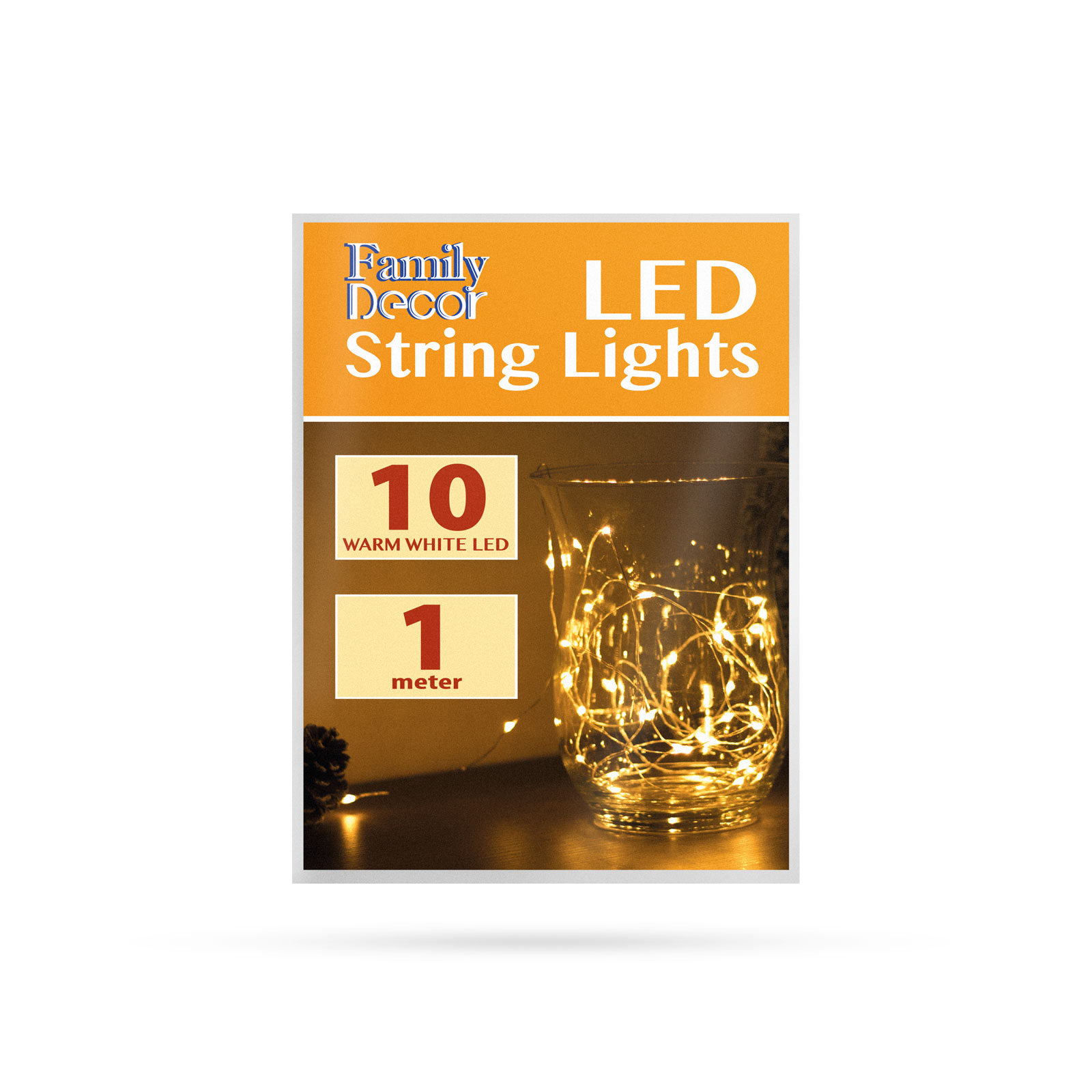 LED fényfüzér - 10 db melegfehér LED - 1 m - 2 x AA - Image 2