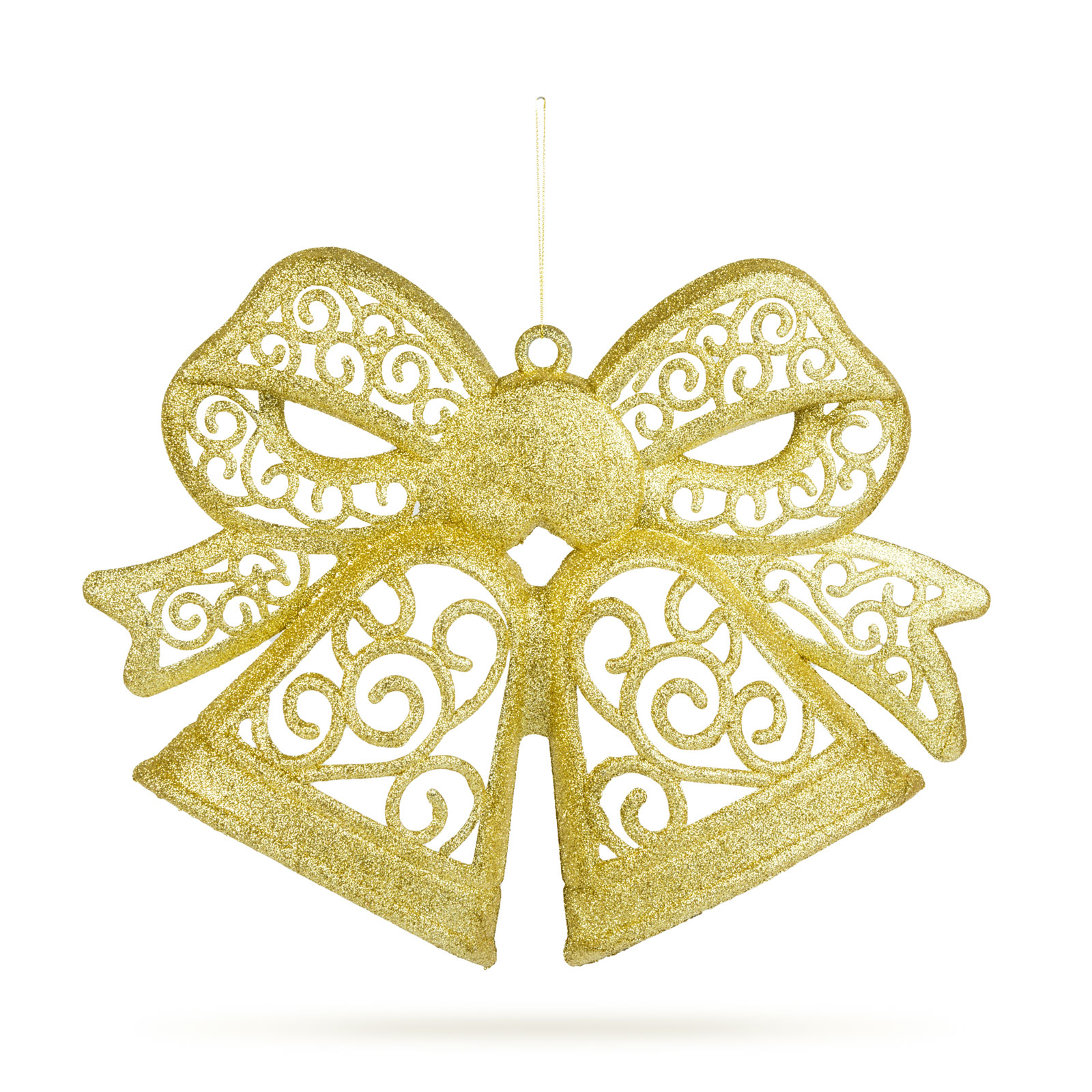 Karácsonyi dekoráció - masni - akasztható - glitteres arany - 35 cm - Image 2