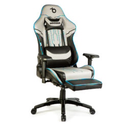 Alternative view of Gamer szék párnával - szürke/fekete/kék - 84 x 52 / 48 x 50 cm