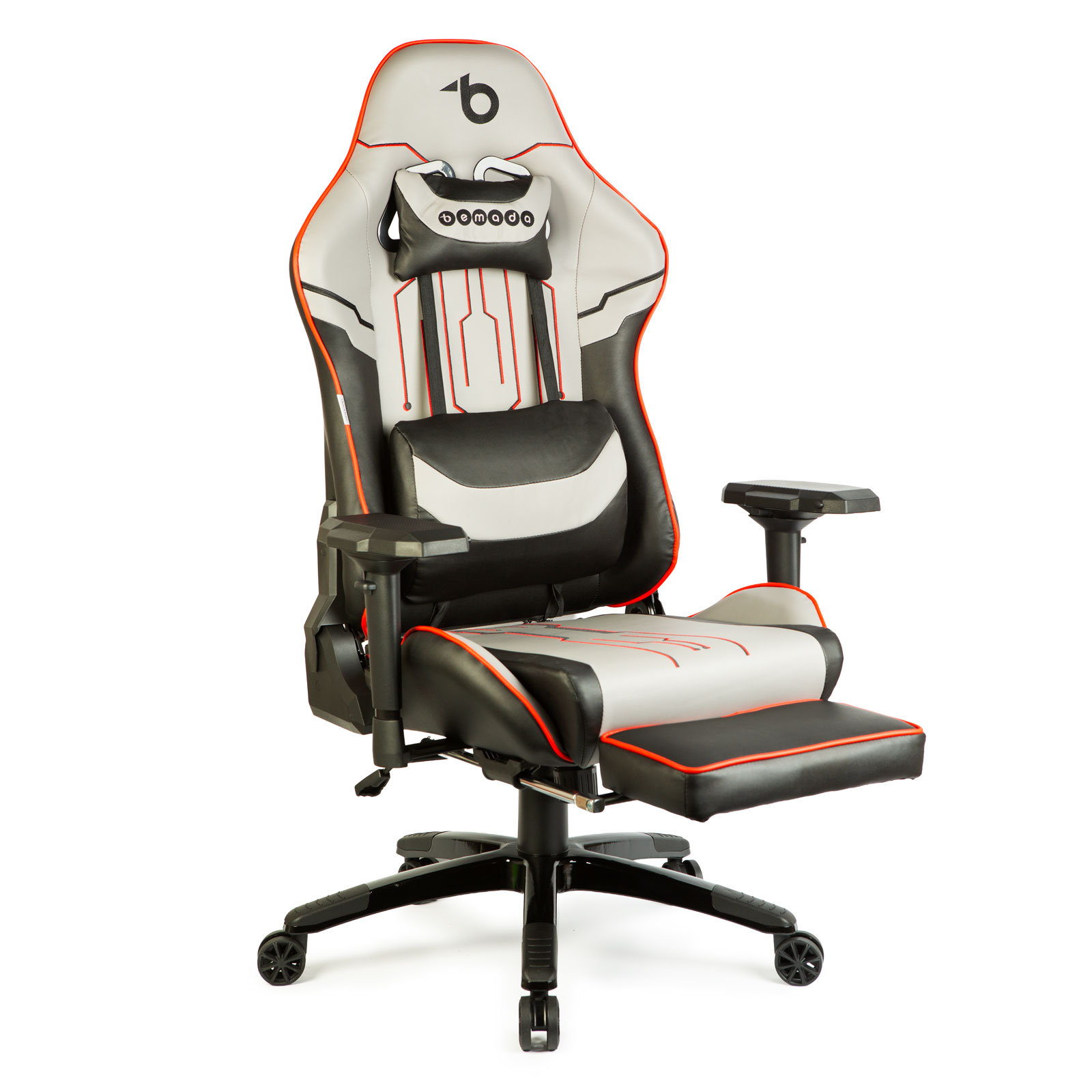 Gamer szék párnával - szürke/fekete/piros- 84 x 52 / 48 x 50 cm - Image 2