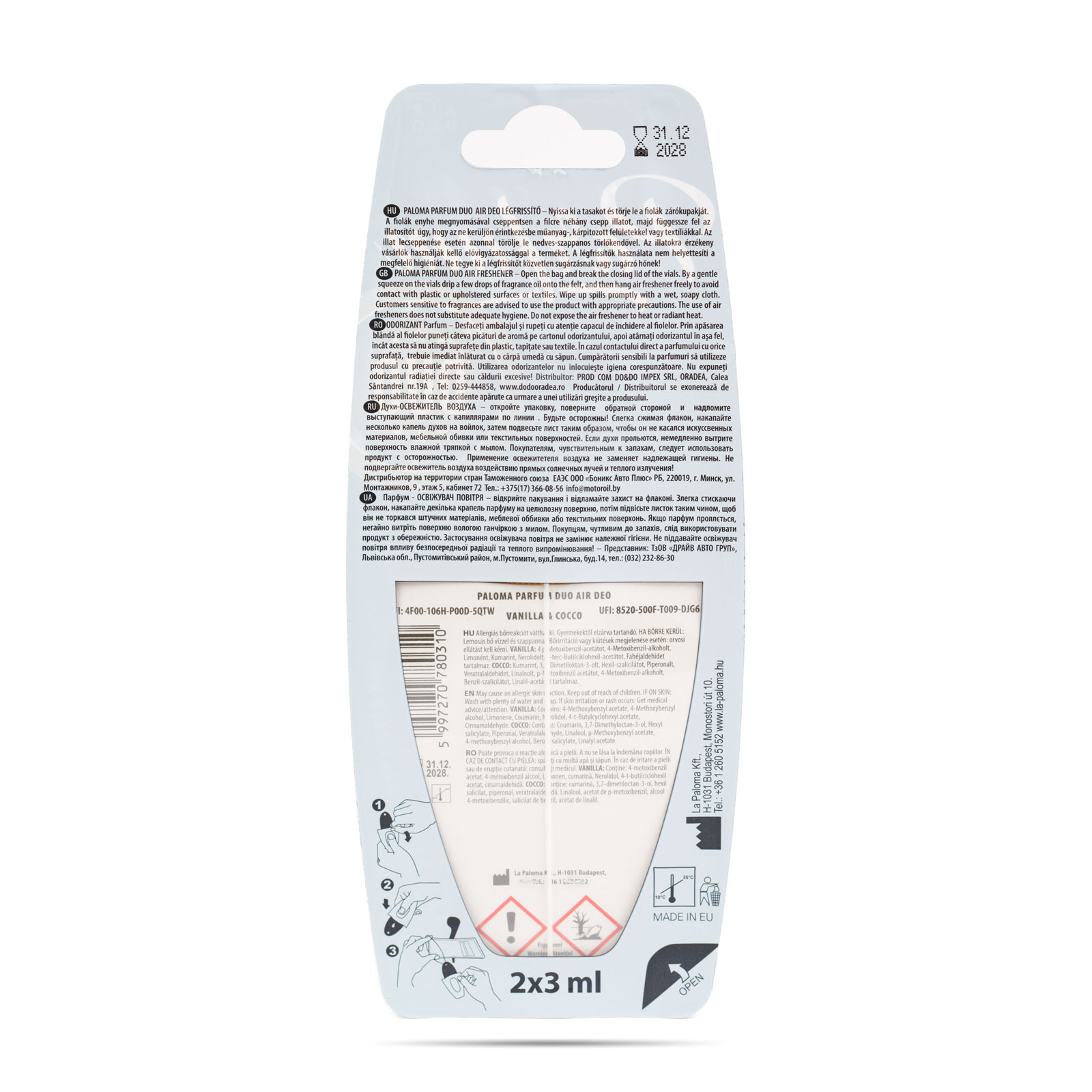 Illatosító - Paloma Duo Parfüm - Vanilla and Cocco - 2 x 3 ml - Image 2