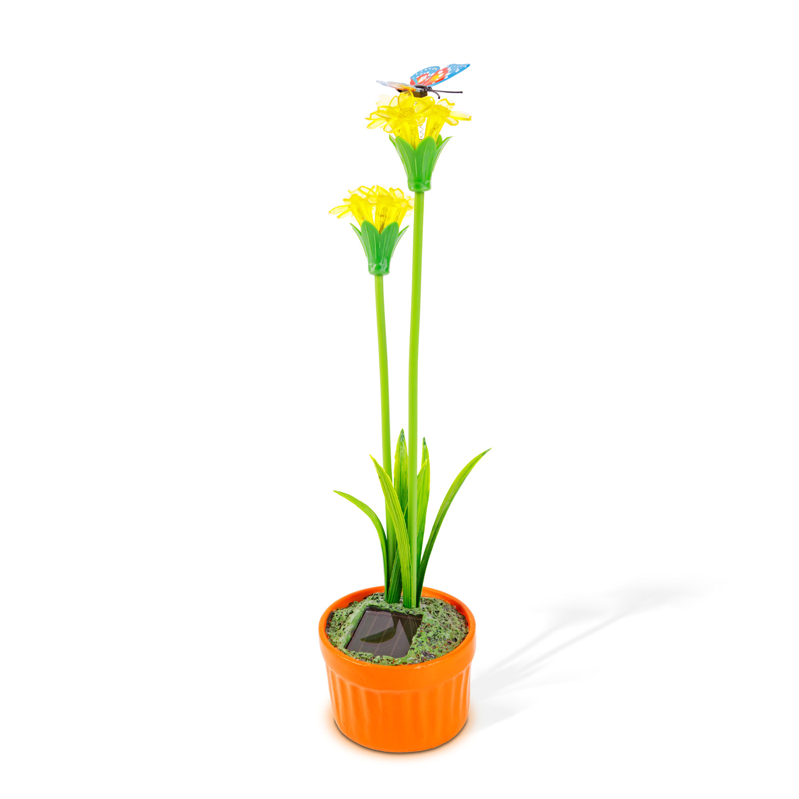 Szolár színes virág - 8 x 8 x 32 cm - 10 melegfehér LED - sárga - Image 3