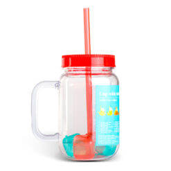 Szívószálas pohár - piros - 4 db hűthető jégkockával, 550ml,  17 x 7.5 x 13.5 cm - Image 3