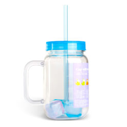 Szívószálas pohár - kék - 4 db hűthető jégkockával, 550ml, 17 x 7.5 x 13.5 cm - Image 3
