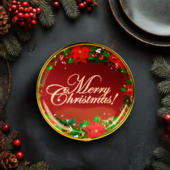 Karácsonyi kínálótál - műanyag - "Merry Christmas" - 22 cm - Image 3