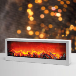 Kandalló LED-es lánghatással - fehér - elemes / USB-s - 60 x 10 x 20 cm - Image 3
