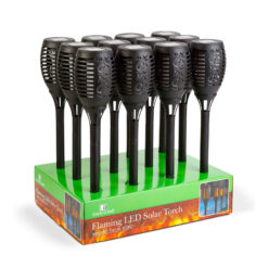 LED-es szolár lámpa - leszúrható - lángeffekt - 12 sárga LED - műanyag - fekete - 10 x 58 cm - Image 4