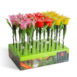LED-es szolár tulipánlámpa - sárga / piros / rózsaszín - 31 cm - 24 db / kínáló - Image 4