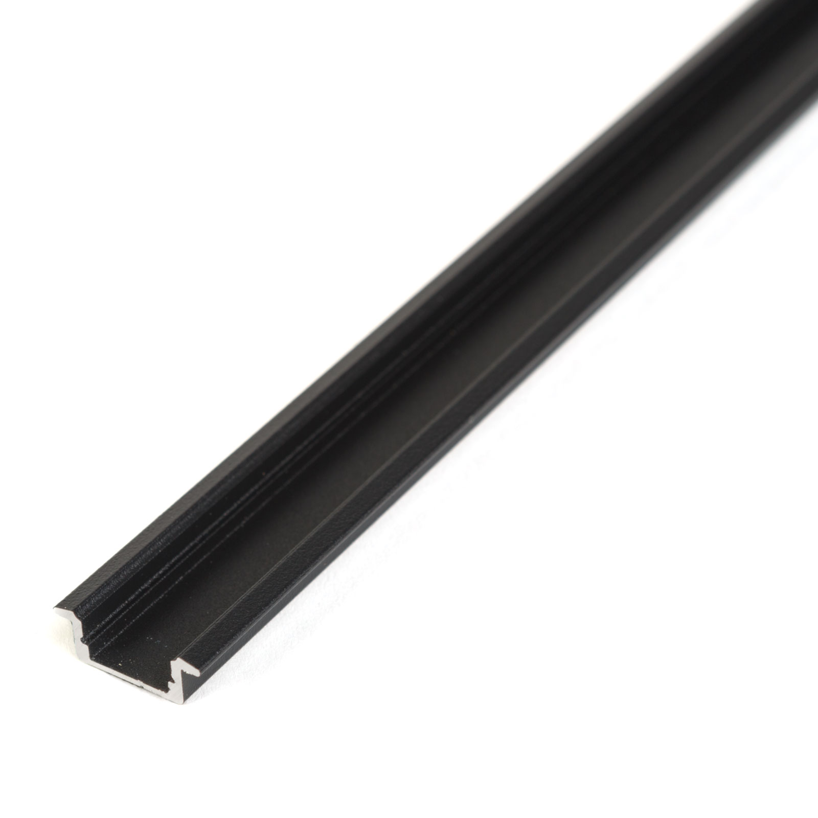 LED aluminium profil sín - 2000 x 23(17) x 8 mm - süllyeszthető U profil - fekete - Image 4