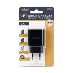 Hálózati Adapter USB + Type-C PD20W gyorstöltéssel - fekete - Image 4