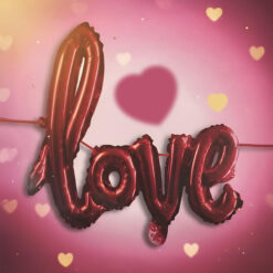 Lufi - "LOVE" felirat - metál bordó, fólia - 55 cm - Image 4