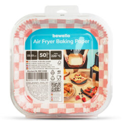 Air fryer sütőpapír - olaj nélküli sütőhöz - kockás, négyzet - 23 cm - 50 db / csomag - Image 4